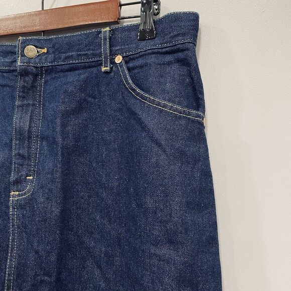 VTG LEE Jean Skirt 90s Women Size 18 Denim Midi Modest USA Pockets Retro Prairie - Picture 14 of 16